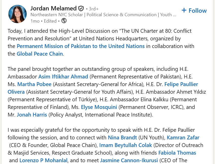 Jordan Melamed LinkedIn Post