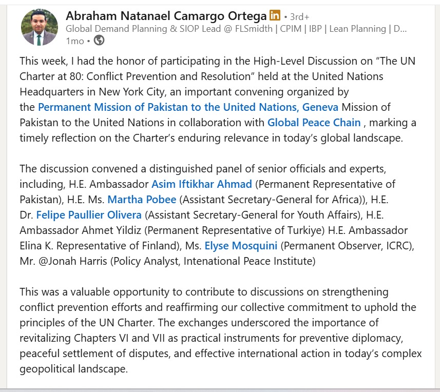 Abraham Natanael Camargo Ortega LinkedIn Post