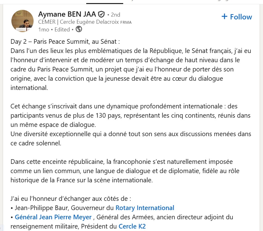 Aymane BEN JAA LinkedIn Post