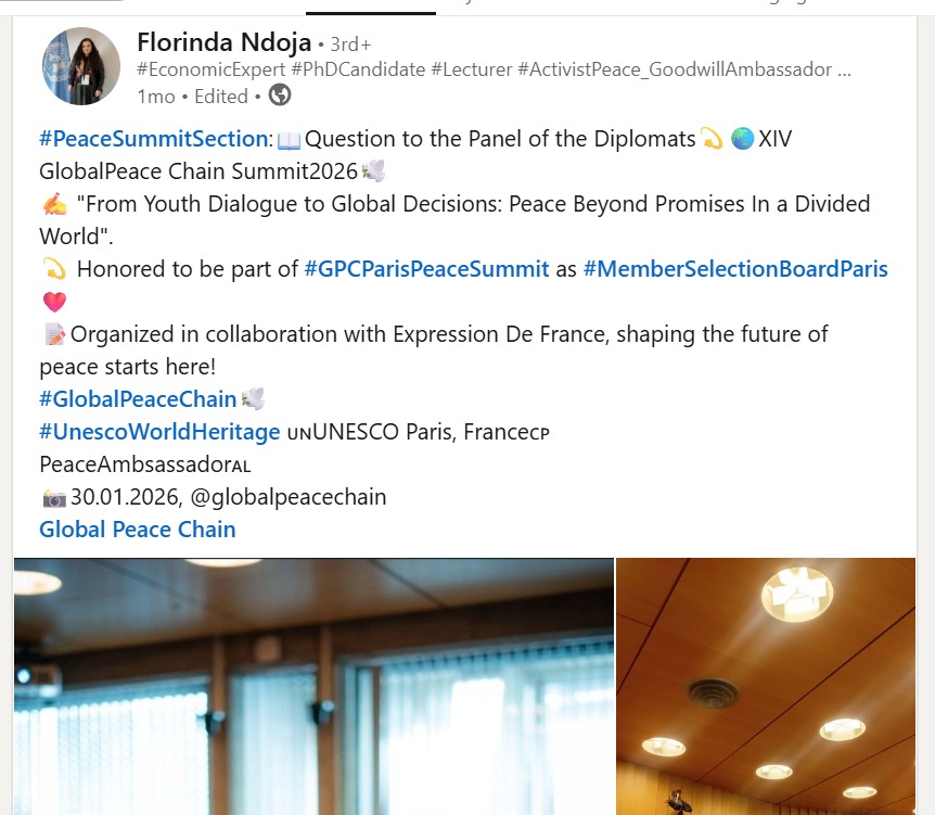 Florinda Ndoja LinkedIn Post