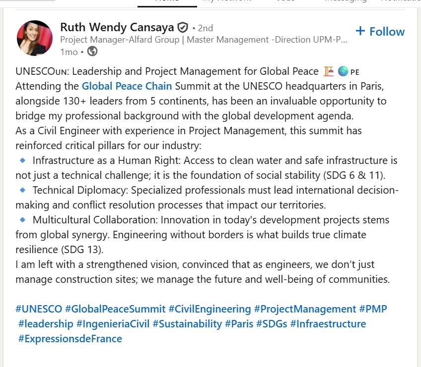 Ruth Wendy Cansaya LinkedIn Post