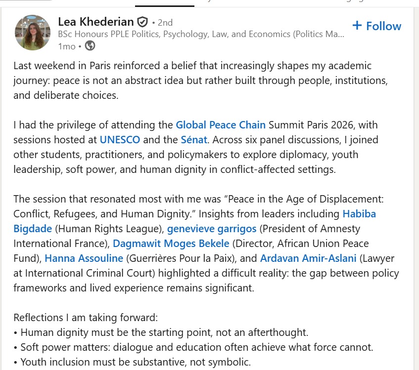 Lea Khederian LinkedIn Post