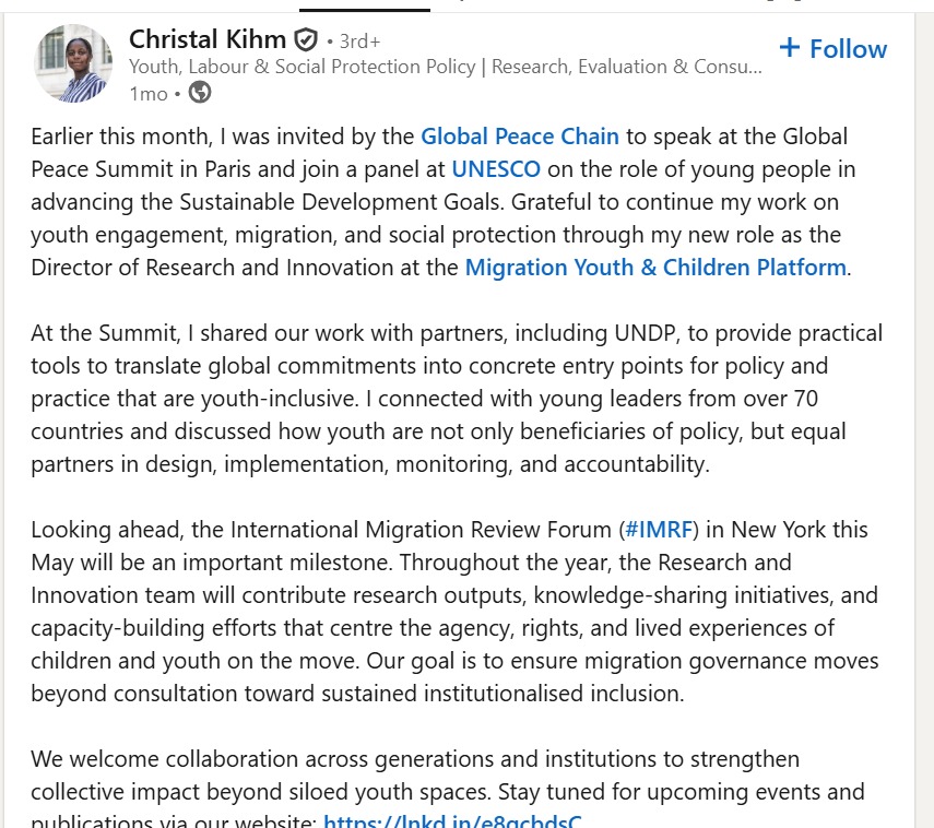 Christal Kihm LinkedIn Post