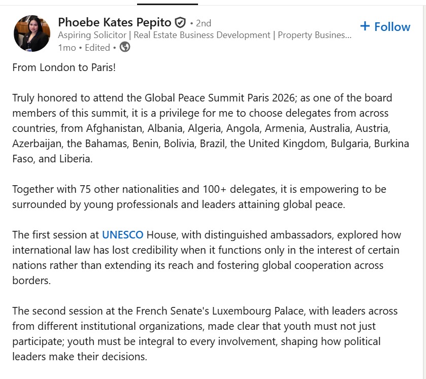 Phoebe Kates Pepito LinkedIn Post